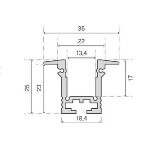 BARdolino T Einbauprofil, Aluminium eloxiert 3m Profilstange