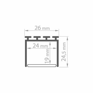 Aufbauprofil LIPOD, Aluminium eloxiert 1m Profilstange